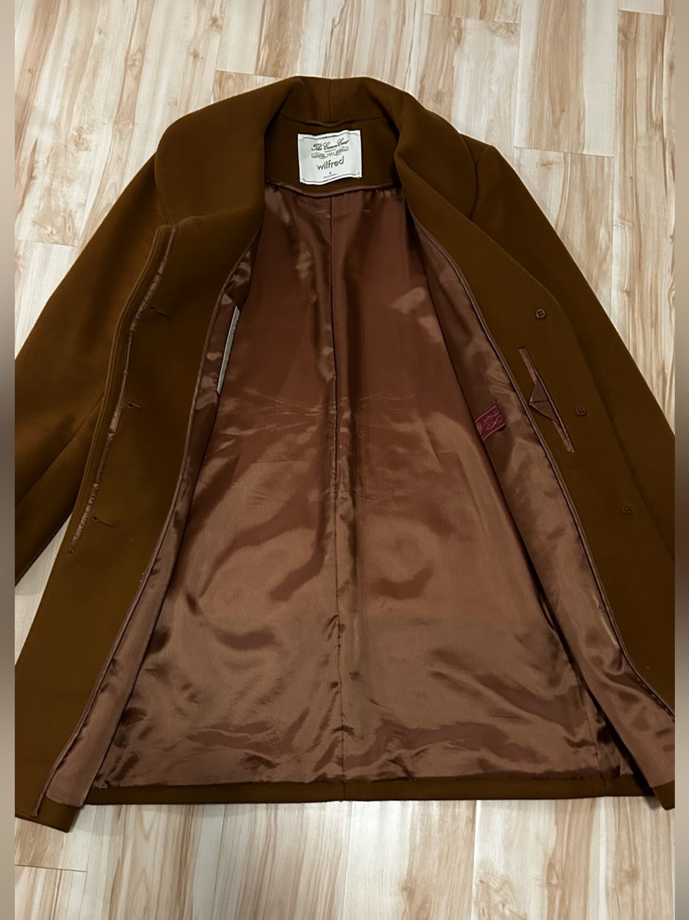 Wilfred Chestnut Brown Wool-Blend Pea Coat - Picture 2 of 5